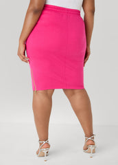 Zip Detailed French Terry Skirt Beetroot Purple | Ashley Stewart