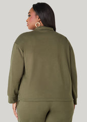 Crystal V Neck Pullover Olive Night | Ashley Stewart