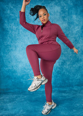 Zip Front Athletic Jacket Burgundy | Ashley Stewart