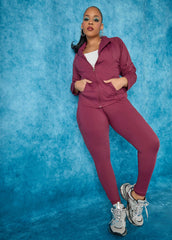 High Rise Athletic Leggings Burgundy | Ashley Stewart