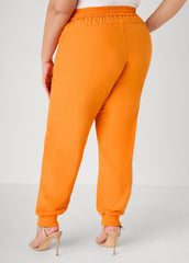 Mid Rise Drawstring Joggers Persimmon Orange | Ashley Stewart