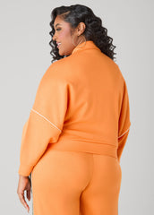 Piped Jersey Track Jacket Orange Ochre | Ashley Stewart