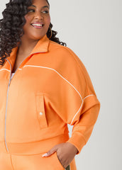Piped Jersey Track Jacket Orange Ochre | Ashley Stewart