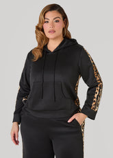 Animal Striped Hoodie Black | Ashley Stewart
