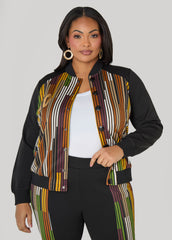10 Appliqued Striped Track Jacket Multi | Ashley Stewart