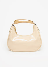 Faux Patent Leather Hobo Bag Ivory | Ashley Stewart