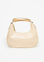 Faux Patent Leather Hobo Bag Ivory | Ashley Stewart