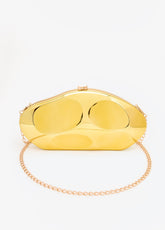 Metallic Hammered Bean Clutch Gold | Ashley Stewart