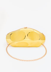 Metallic Hammered Bean Clutch Gold | Ashley Stewart