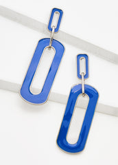 Enamel Link Earrings Nautical Blue | Ashley Stewart