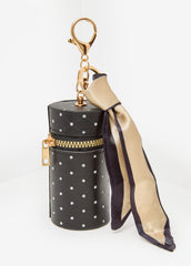 Crystal Faux Leather Bag Charm Black | Ashley Stewart