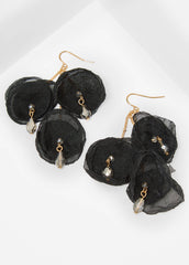 Bead Embellished Flower Earrings Black | Ashley Stewart