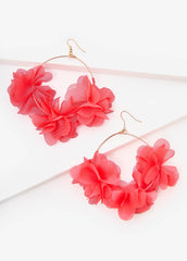 Flower Petal Hoop Earrings Calypso Coral | Ashley Stewart