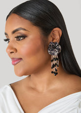 Animal Print Flower Earrings Brown Animal | Ashley Stewart