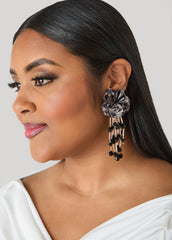 Animal Print Flower Earrings Brown Animal | Ashley Stewart