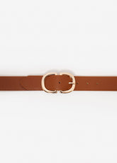 Buckled Faux Leather Waist Belt Cognac | Ashley Stewart
