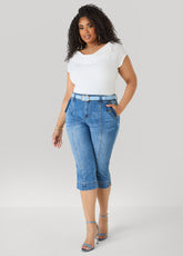 Crescent Buckle Belt POWDER BLUE | Ashley Stewart