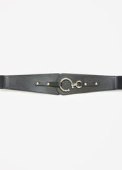 Bull Ring Buckle Stretch Belt Black | Ashley Stewart