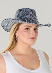 Embroidered Sequin Cowboy Hat Blue | Ashley Stewart