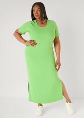 Stretch Knit T Shirt Maxi Dress Bright Green | Ashley Stewart