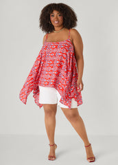 Printed Handkerchief Tank Red | Ashley Stewart
