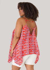 Printed Handkerchief Tank Red | Ashley Stewart