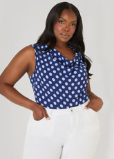 Polka Dot Cowl Neck Top Navy | Ashley Stewart