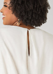 Linen Blend Top White | Ashley Stewart