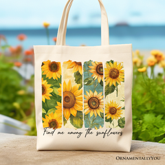 Among the Sunflowers Canvas Tote Bag White | Ashley Stewart
