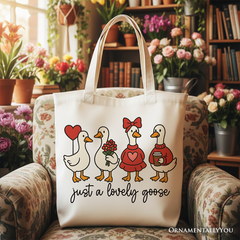 Lovely Goose Canvas Tote Bag Beige | Ashley Stewart