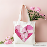 Patchwork Heart Canvas Tote Bag White | Ashley Stewart