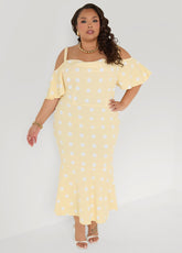 Cold Shoulder Polka Dot Dress Apricot Gelato | Ashley Stewart