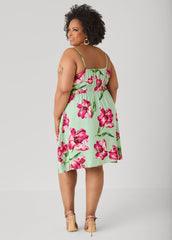 Tie Front Floral Print Dress Seafoam | Ashley Stewart