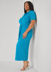 Textured Maxi Shirtdress Caribbean Sea | Ashley Stewart