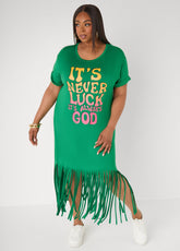 Always God Fringed T Shirt Dress Amazon | Ashley Stewart