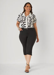Love Fashion Print Shirt Black White | Ashley Stewart