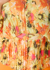 Pleated Floral Print Blouse Yellow | Ashley Stewart