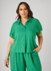 Linen Blend Shirt Amazon | Ashley Stewart