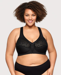 MagicLift Front-Closure Racerback Bra Black | Ashley Stewart