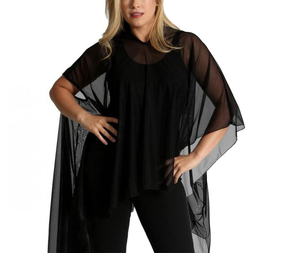 InstantFigure InstaWrap Mesh Shawl Black | Ashley Stewart