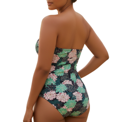 InstantFigure Succulent Bandeau Swimsuit Print | Ashley Stewart
