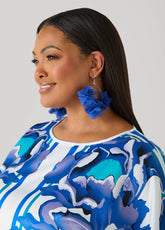 Chiffon Petal Hoop Earrings Victoria Blue | Ashley Stewart