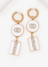 Crystal Rings Drop Earrings White | Ashley Stewart