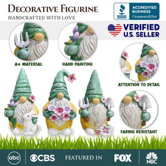 Set of Three Gardening Gnome Figurines Multi | Ashley Stewart