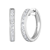 0.50 Carat Lab Grown Single Row Diamond Sterling Silver Hoop Earrings | Ashley Stewart