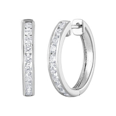 0.50 Carat Lab Grown Single Row Diamond Sterling Silver Hoop Earrings | Ashley Stewart