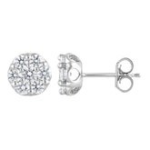 1 Carat Round Cut Lab Grown Cluster Diamond Stud Earrings In Sterling White | Ashley Stewart