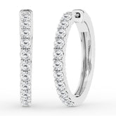 0.50 To 2 Carat Round Lab Grown Diamond Single Row Hoop Earrings In St White | Ashley Stewart