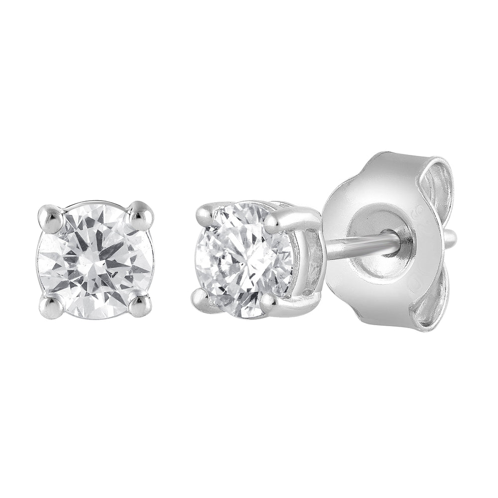 0.50 Carat Lab Grown Round Cut Diamond Stud Earrings White | Ashley Stewart