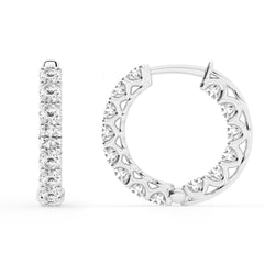 2 Carat Lab Grown Round Inside Out Diamond Hoop Earrings In Sterling S White | Ashley Stewart